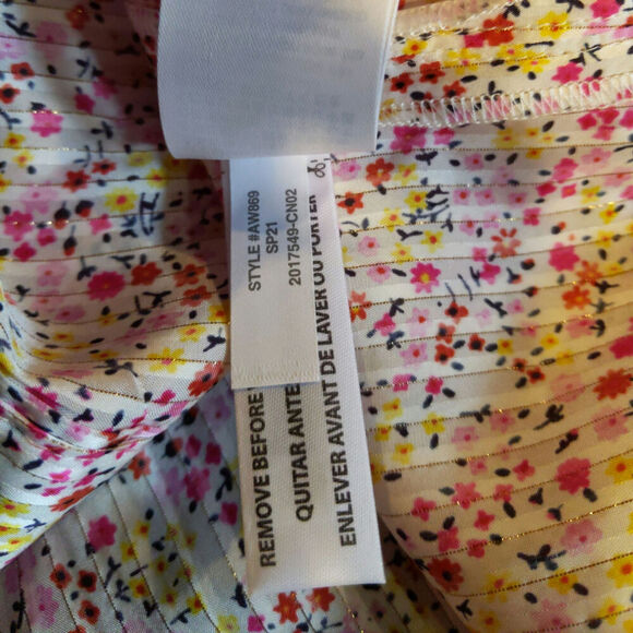 NWT J Crew Ruffle Top Pink Red Shimmer Floral Spring Easter Blouse Small - Picture 11 of 12